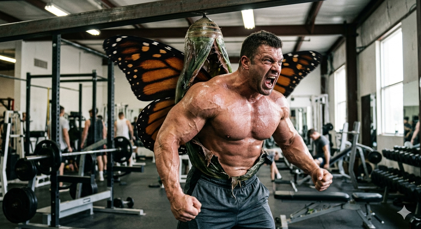 Butterfly emerging from chrysalis